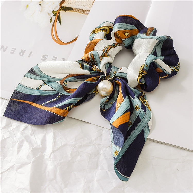 Pearl Pendant Large Intestine Ring Hair Band Women's Hair Knot Knotted Big Bow Hair Rope Pearl Pendant Large Intestine Ring Hair Band Women's Hair Knot Knotted Big Bow Hair Rope